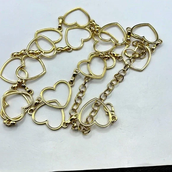 Heart chain Link Belt Adjustable Gold Tone. Hearts Love Boho Hippi Love Romance - Picture 8 of 12